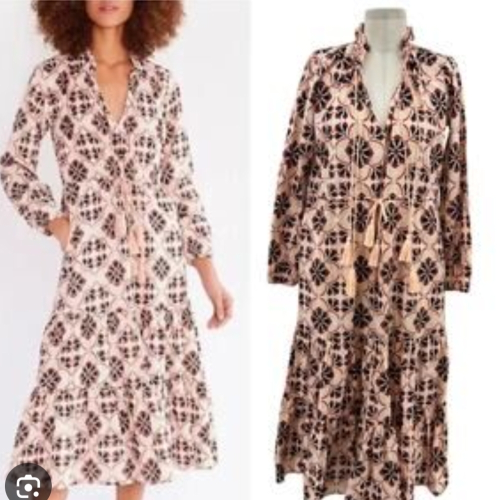 Mille Resort Astrid Sayulita Geometric‎ Mosaic Cotton Resortwear Dress Size L